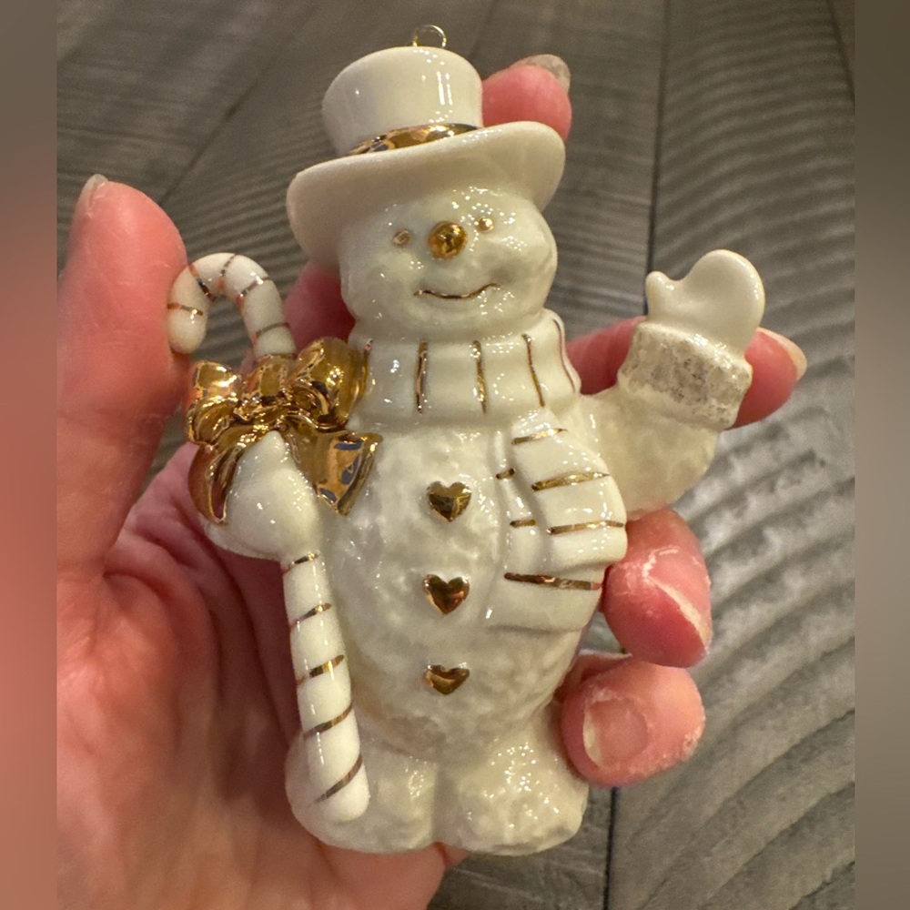 Lenox Vintage Snowman Ornament Porcelain Holiday - Christmas Decor